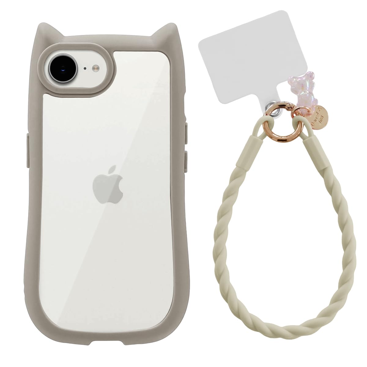 iPhone16e ホワイト 128GB iPhoneケース ストラップ付き iPhone16e ケース 耐衝撃 ホワイト シンプル 透明 二層構造